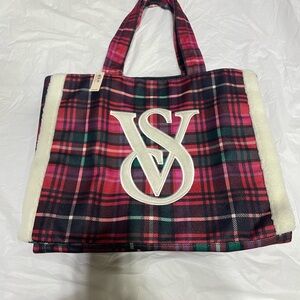 Victoria's Secret Red and Green Plaid Tote